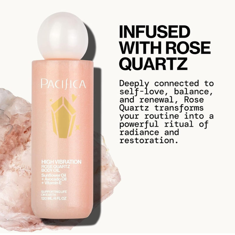 Body Oil with Natural Plant Oils & Rose Quartz Crystals