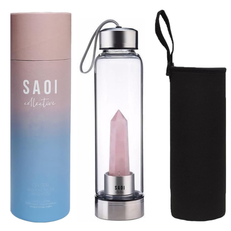 Crystal infused water bottle - Rose Quartz Gemstone Infused Elixir