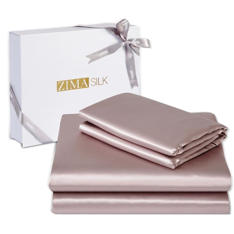 ZIMASILK 100% 19 Momme Pure Mulberry Silk Bedding 4-Pieces Set for Sleeping