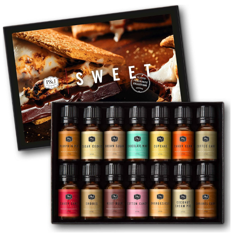 P&J Trading Sweet Essential Oil - 14x10ml Set, Premium Fragrance Oils for Candle Making, Diffuser, Soap, Perfume, Bath & Body, Cruelty-Free