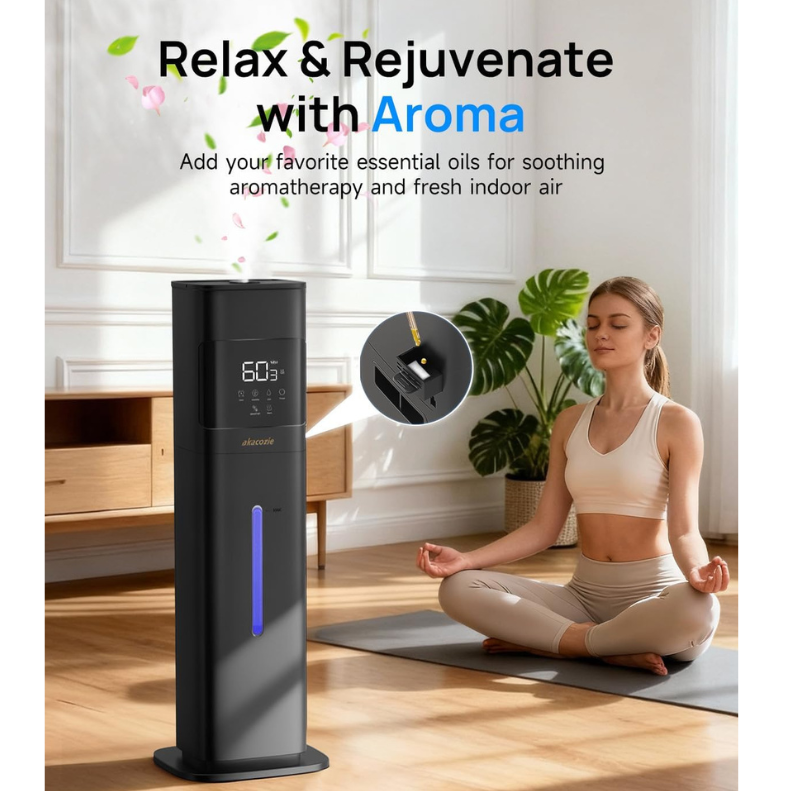 Akacozie Warm & Cool Mist Humidifiers for Bedroom 500 sq ft, 2.1Gal/8L Humidifier Large Room with Essential Oil Diffuser