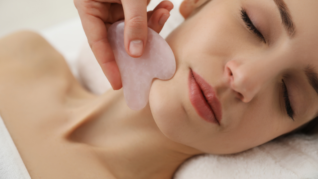 Gua sha - a centuries-old practice. We use it to promote better circulation, relieve tension, and restore balance.